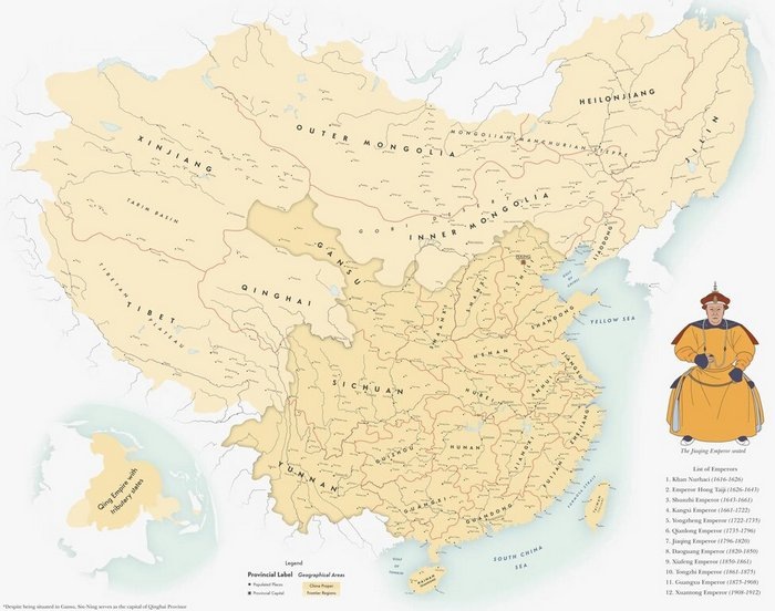

Карта империи Цин в XVIII веке