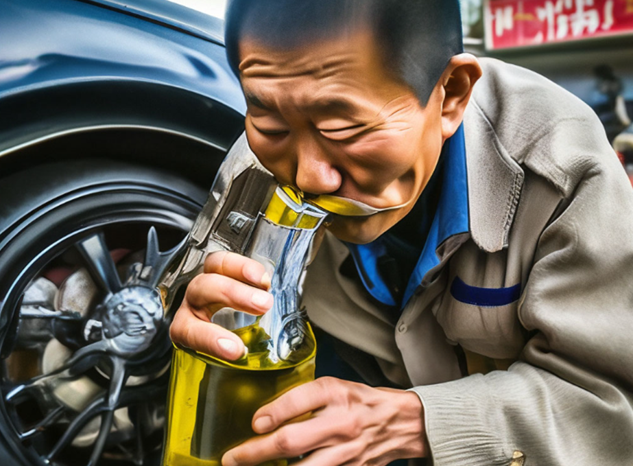 Китаец пьет масло