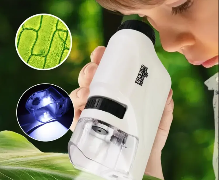 Детский карманный микроскоп XMSJ 60-120x со светодиодной подсветкой