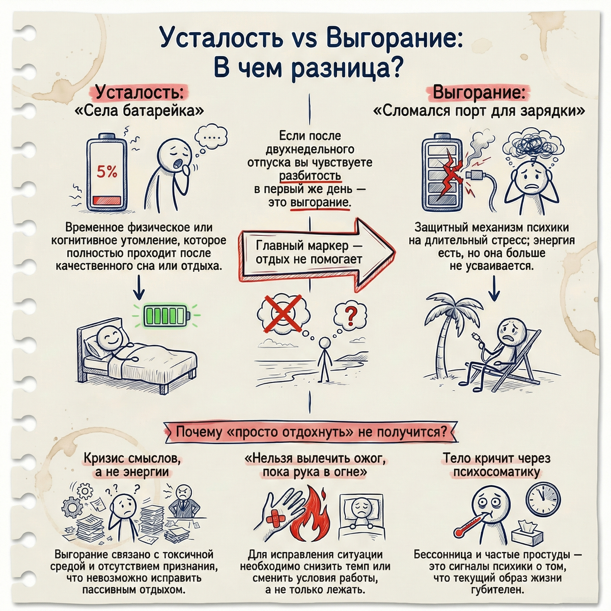 Усталость vs Выгорание: в чем разница?