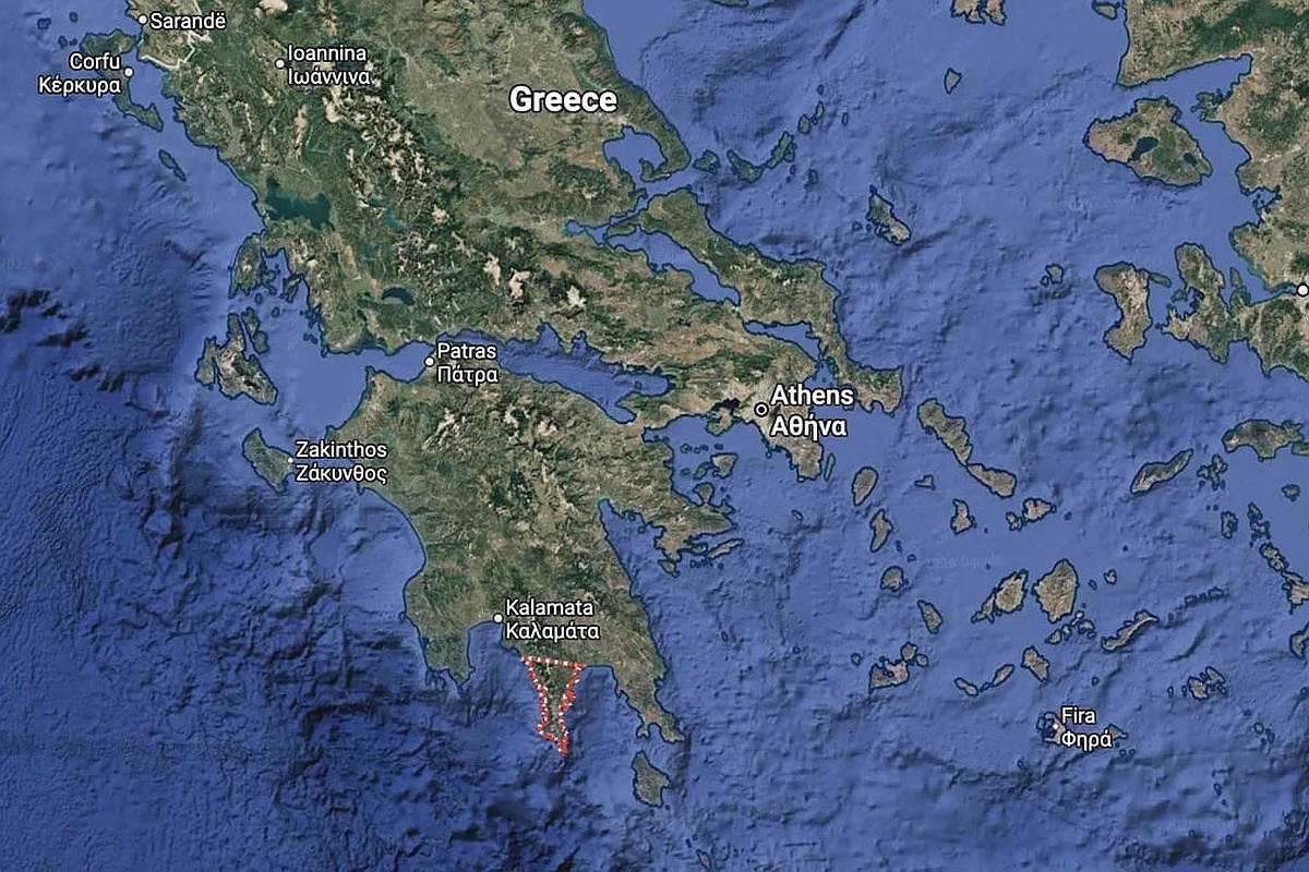    На полуострове Мани (отмечен красно-белой линией) уже более тысячи лет проживает изолированная группа людей. / livescience.com