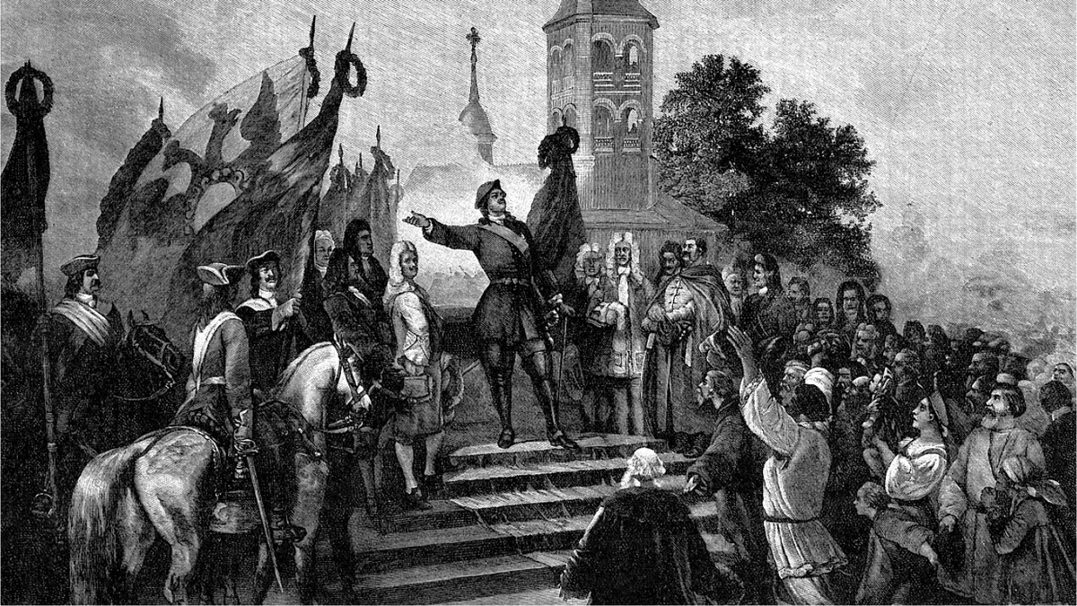     Фото: Wikipedia.org Хотя Россия победила в Северной войне, она заплатила Швеции 2 миллиона серебряных талеров за присоединение к России Лифляндии, Эстляндии, Ингерманландии и части Карелии. На иллюстрации изображен Петр I, который объявляет Ништадтский мир на Троицкой площади в 1721 году