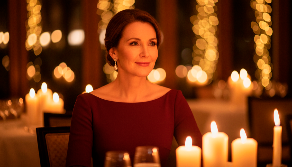 Бордовое платье-футляр - беспроигрышный выбор для романтического ужина. Обратите внимание на отсутствие глубокого декольте. Элегантность без пошлости.