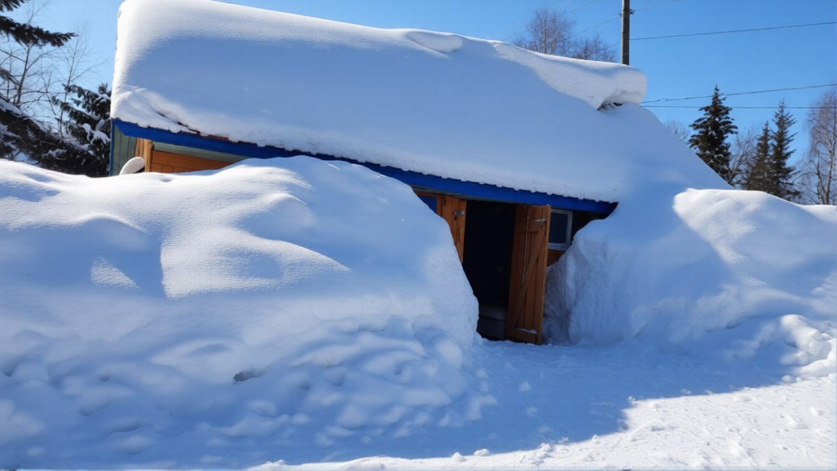 Баню уже совсем не видно за сугробами!