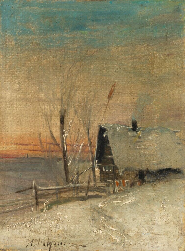 Алексей Саврасов — «Зимний пейзаж» (1873)
Прозрачный воздух и чистый снег — классический мотив тихого февраля.