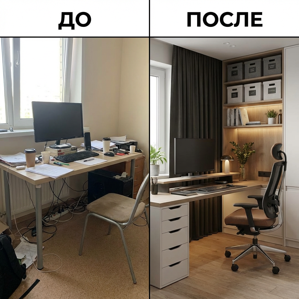 Неправильное и правильное расположение стола и организация пространства