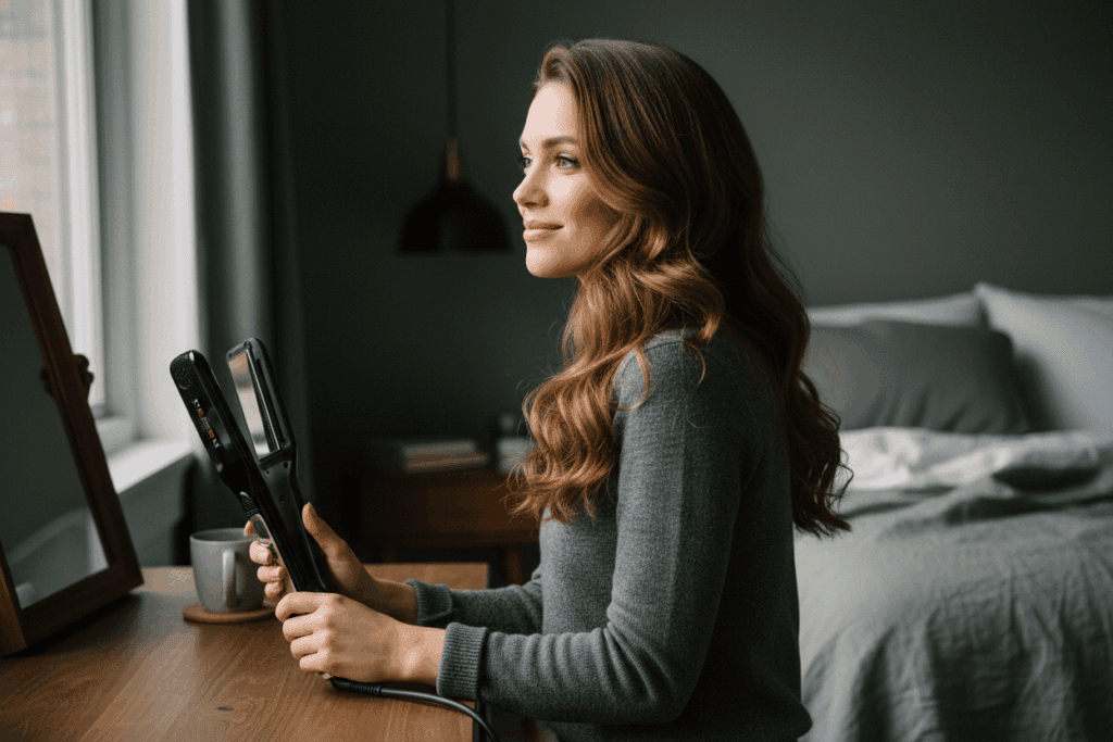    Укладка брашингом: прикорневой объем, который выстоит под шапкой и после рабочего дня TELZEN