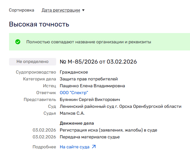 Судебное дело в отношении ООО "СПЕКТР"