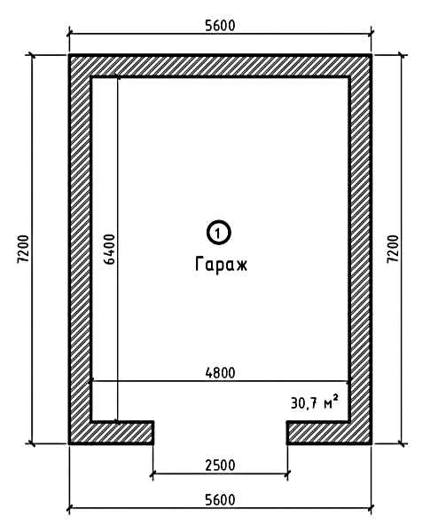 План гаража из кирпича