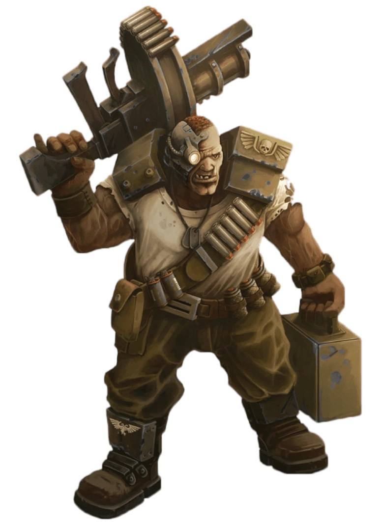 Огрин из полка Орканских Дуболомов с дробовиком «Потрошитель» и ящиком боеприпасов