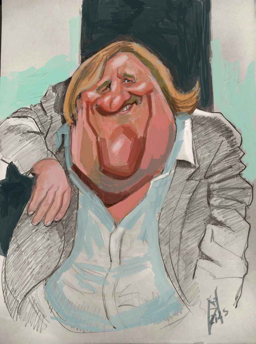 ШАРЖ ОТ ХУДОЖНИКА-КАРИКАТУРИСТА ГОЙО ВЕЛА / Goyo Vela // Жерар Ксавье Марсель Депардьё (фр. Gérard Xavier Marcel Depardieu) — французский актёр.