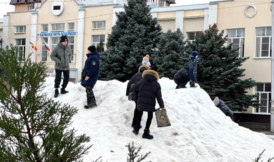 Сальская детвора радуется снегу! Фото автора канала. 