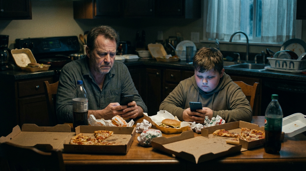 Мы покупаем их молчание и своё спокойствие за калории. Еда — единственный доступный язык любви.