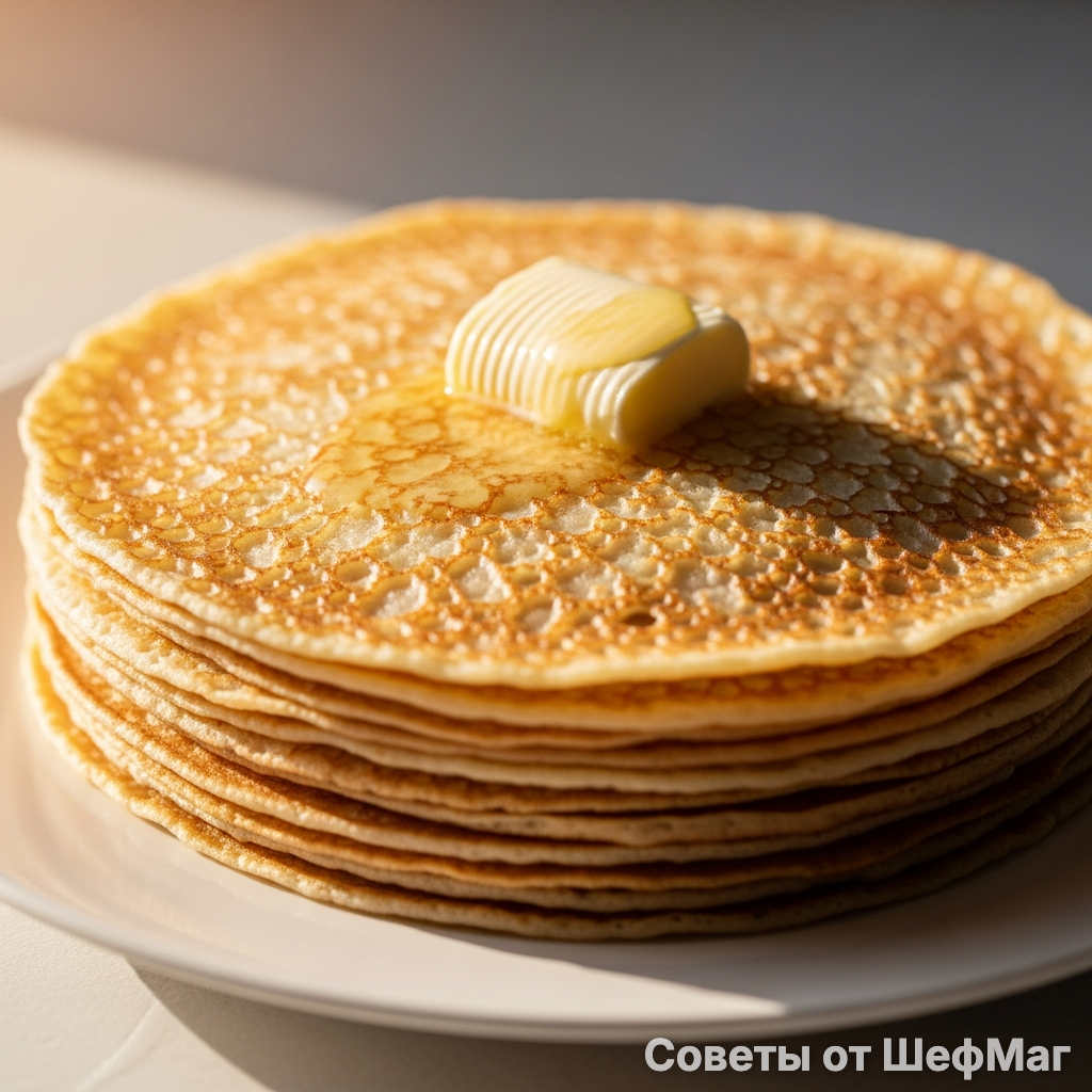 Идеальный результат: бумажно-тонкая текстура и нежный узор - так выглядят настоящие русские блины на кипятке.