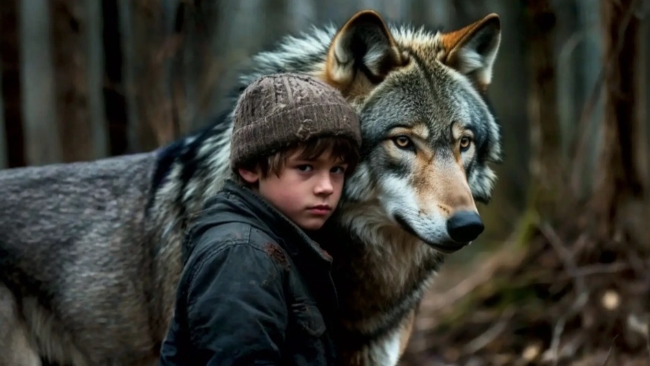 Мальчик Сёмка приручил старую собака. А он оказался волком