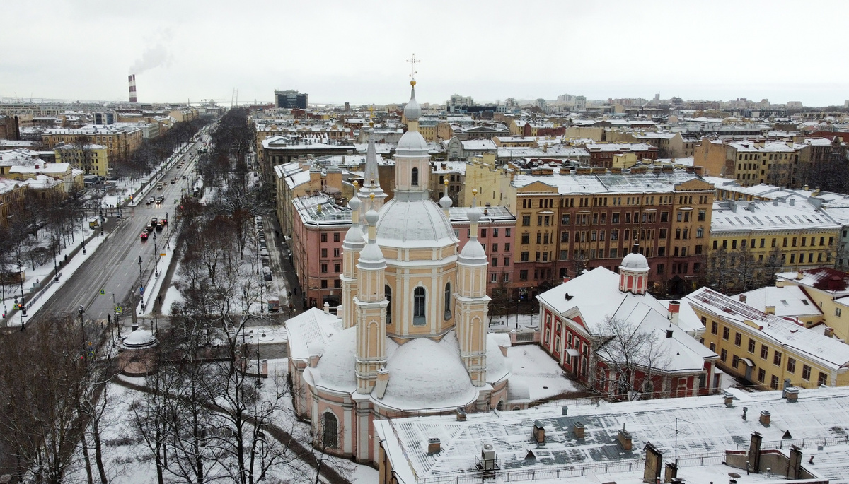 Оба храма в перспективе Большого проспекта ВО