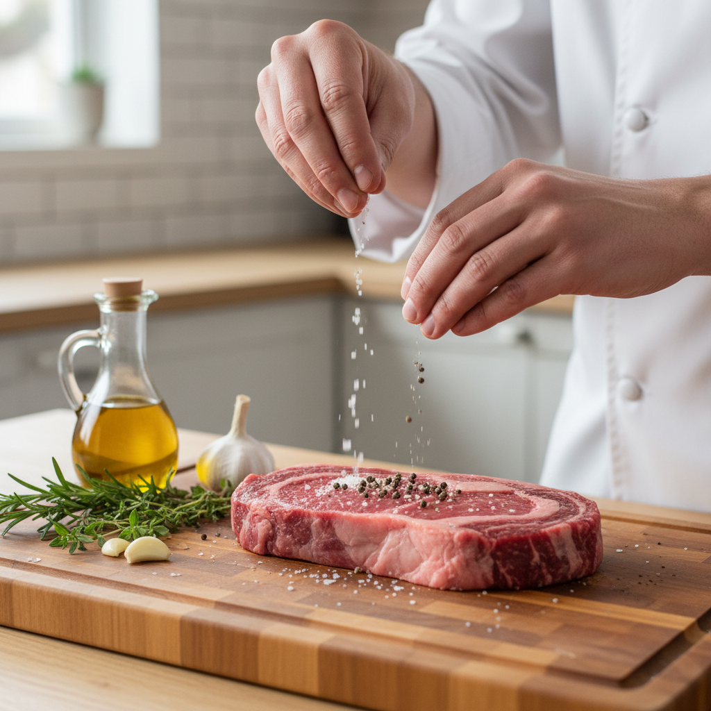 Сочный стейк на сковороде с аппетитной корочкой