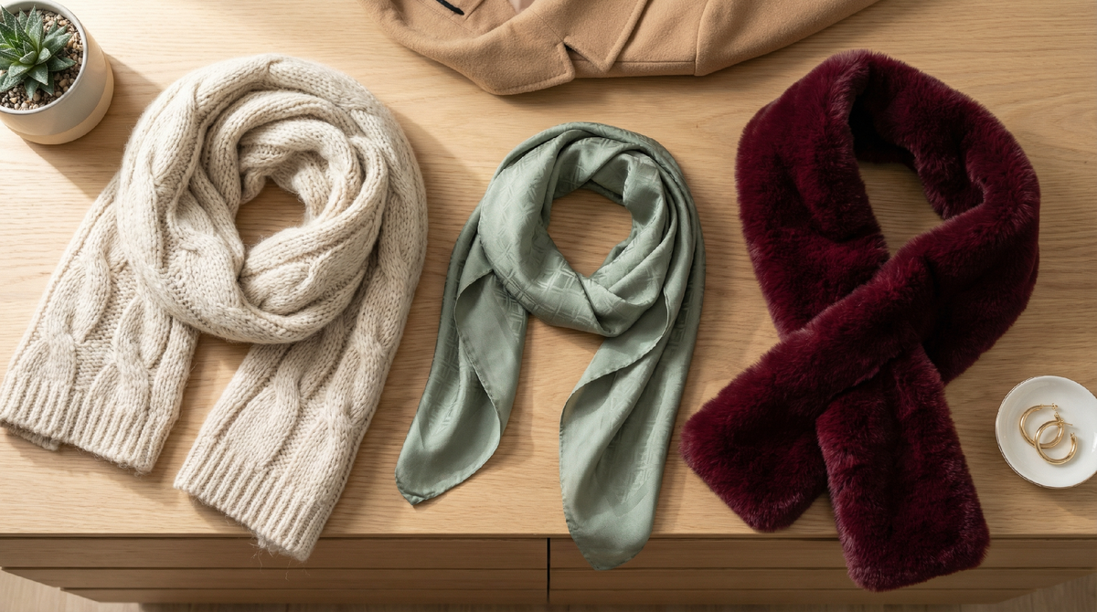 Три шарфа — три разных истории для одного пальто