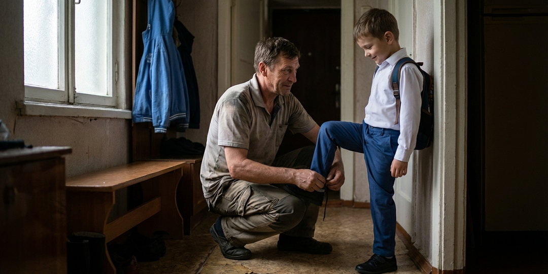 Отчим 6 лет собирал пасынка в школу. Молча. Завтрак, портфель, шнурки. Пасынок ни разу не сказал спасибо — пока не стал отчимом сам