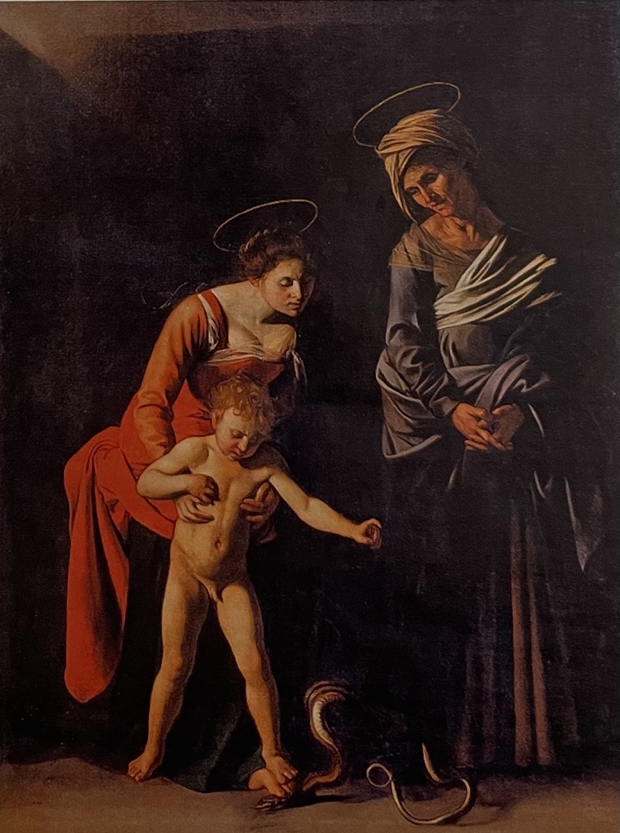 Караваджо. «Мадонна с ребенком и святая Анна», 1606. Картина, заказанная папой римским Павлом V для собора Св. Петра в Риме