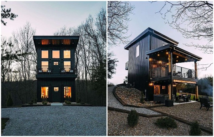 3-уровневый дом с потрясающим дизайном интерьера, который построен из контейнеров