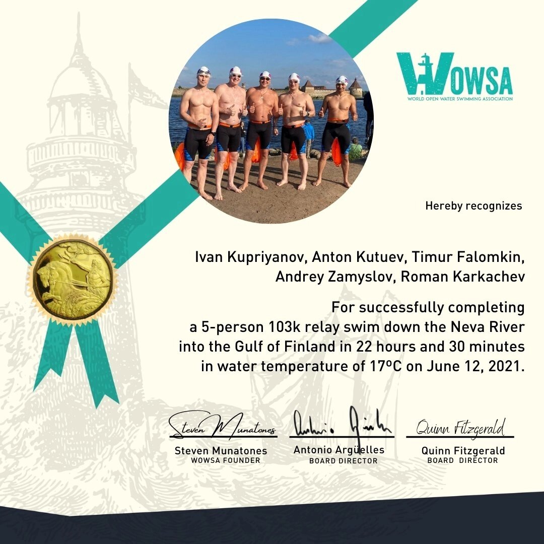 Это достижение есть в зале Славы открытой воды WOWSA. Не будь объяснять что это. Есть гугл, но если коротко, то в 2021 году мы совершили заметное событие в Мире открытой воды, которое было отмечено отдельной строкой. Как-то так.