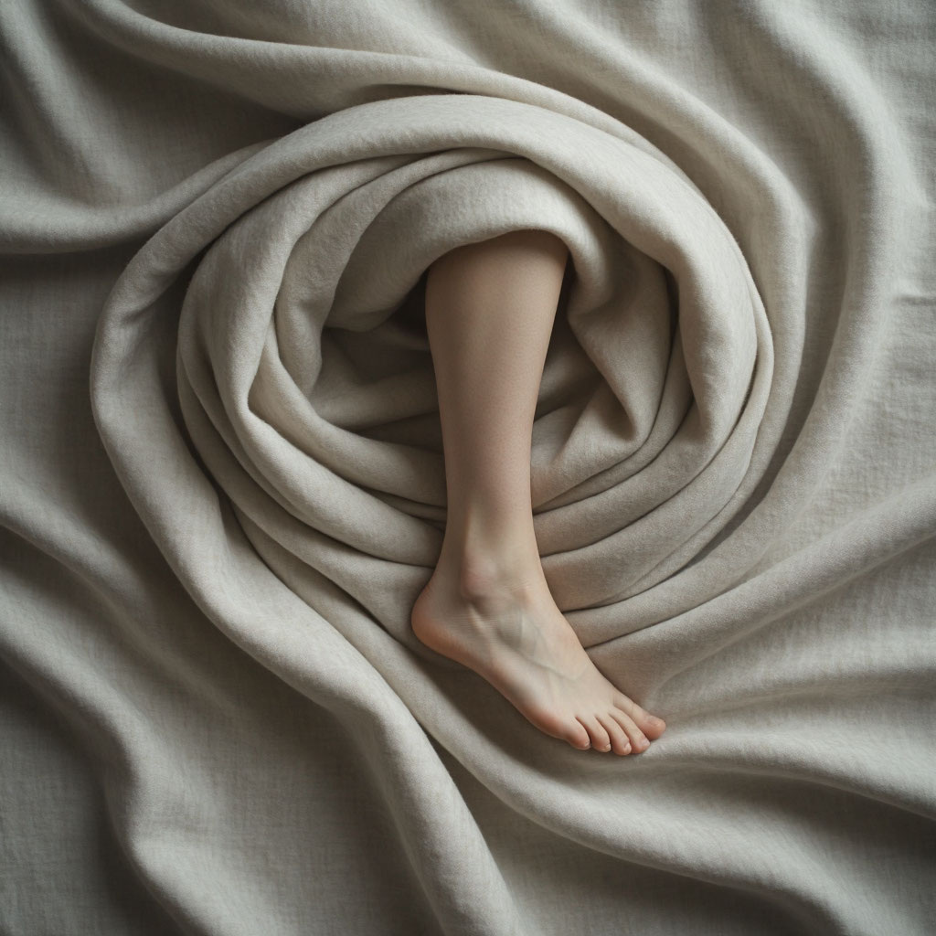 женская нога, одеяло, женщина под одеалом, постель, 