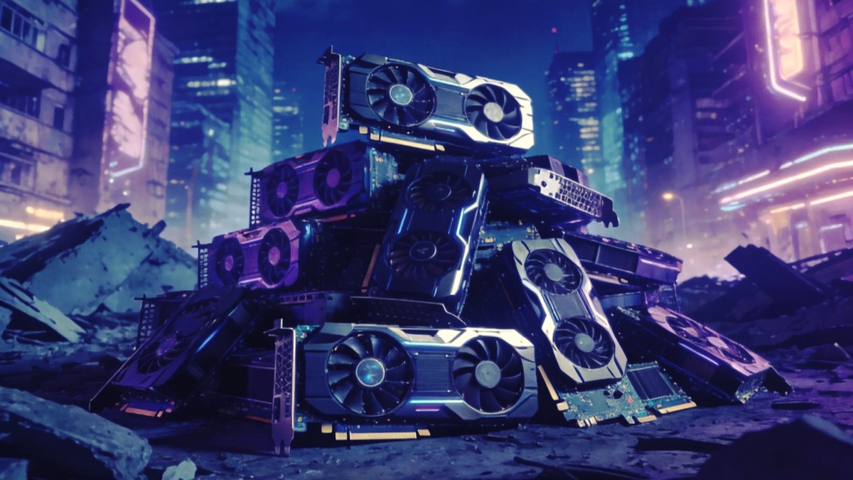 Генеративная вариация на тему «Высокотехнологичный хлам» в стилистике «киберпанк».