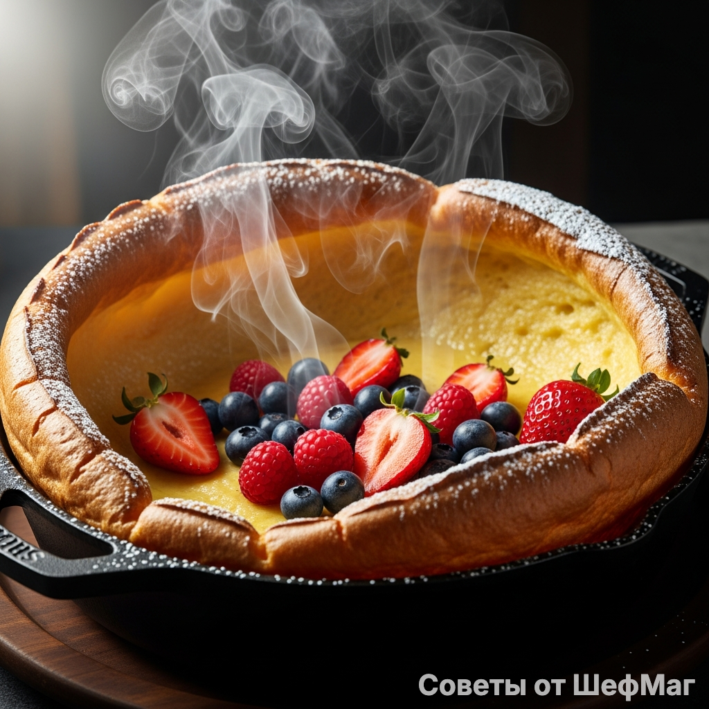 Результат парового удара: высокие хрустящие края и нежное дно-суфле.