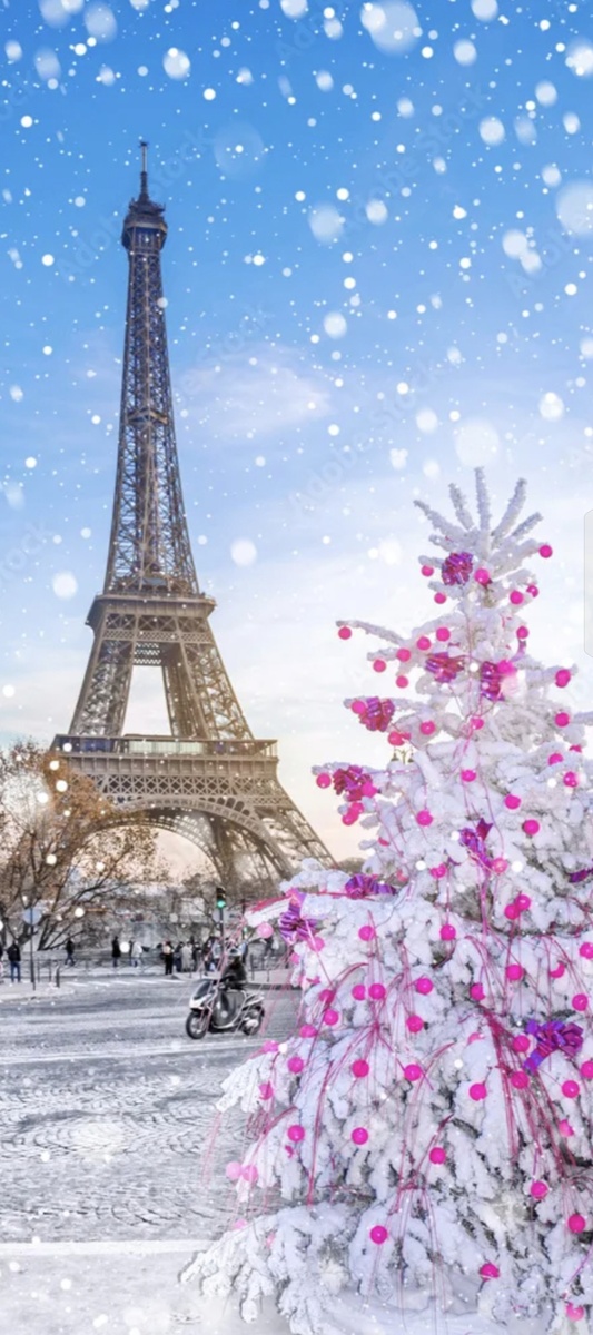 Парижский снег, словно в песне. Эйфелева башня.Фото из открытых источников.