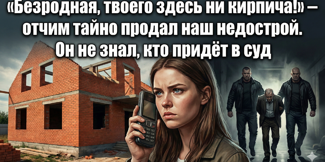 «Безродная, твоего здесь ни кирпича!» — отчим тайно продал наш недострой. Он не знал, кто придёт в суд