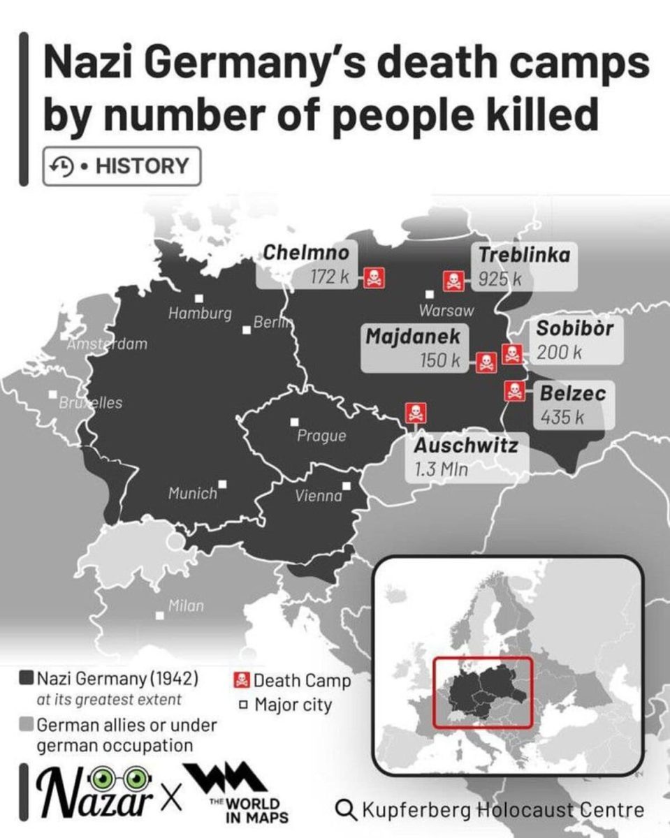    Лагеря смерти нацистской Германии: инфографика масштаба индустриализированного убийства / © World Visualized