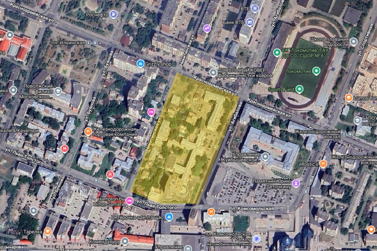 Квартал №83 на карте современной Самары