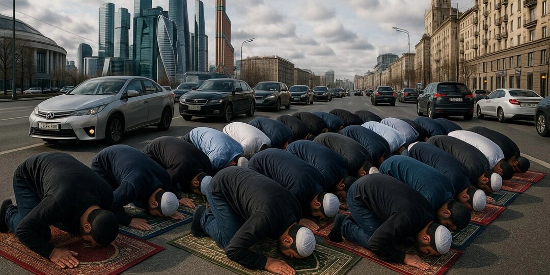 Работа "скорой" в Бутово остановилась ради публичного намаза. Водитель вышел и начал молиться. Слова муфтия не были услышаны