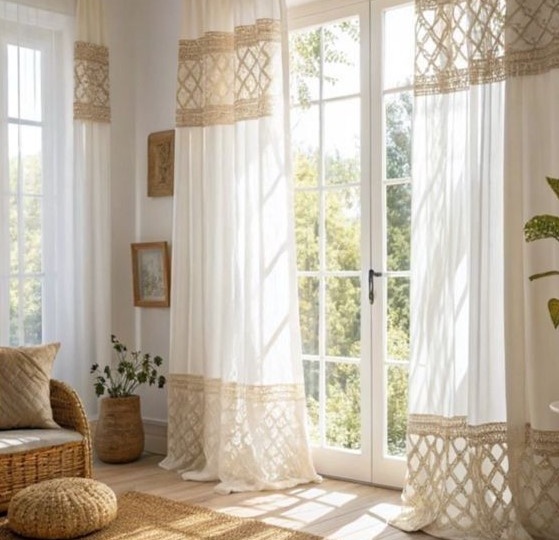 Украшаем шторы - кружевом. Варианты летнего оформления окна. Идеи для вдохновения.