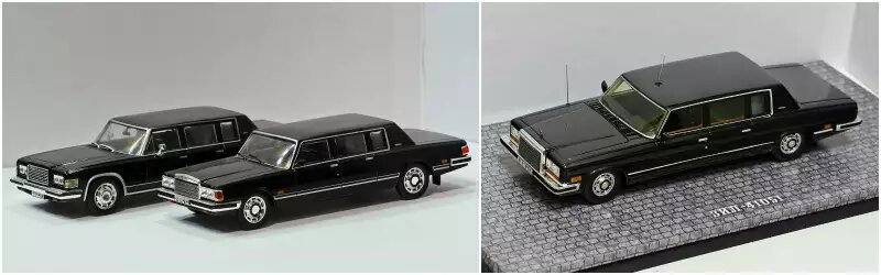Справа модель ЗИЛ-41051 от DiP Models. Слева — ЗИЛы из журнальной серии «Автолегенды». Обратите внимание на разницу в детализации и геометрии кузова (особенно длина переднего свеса), которые у «журналок» не лучшие. Зато цена на порядок ниже.Модель ЗИЛ-41051
📷
