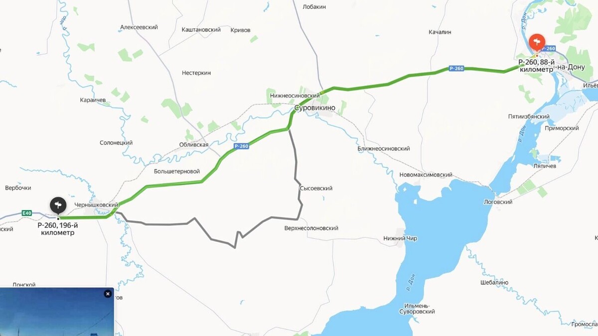 Участок трассы Р 260 с 88 по 196 километр         Яндекс Карты📷
