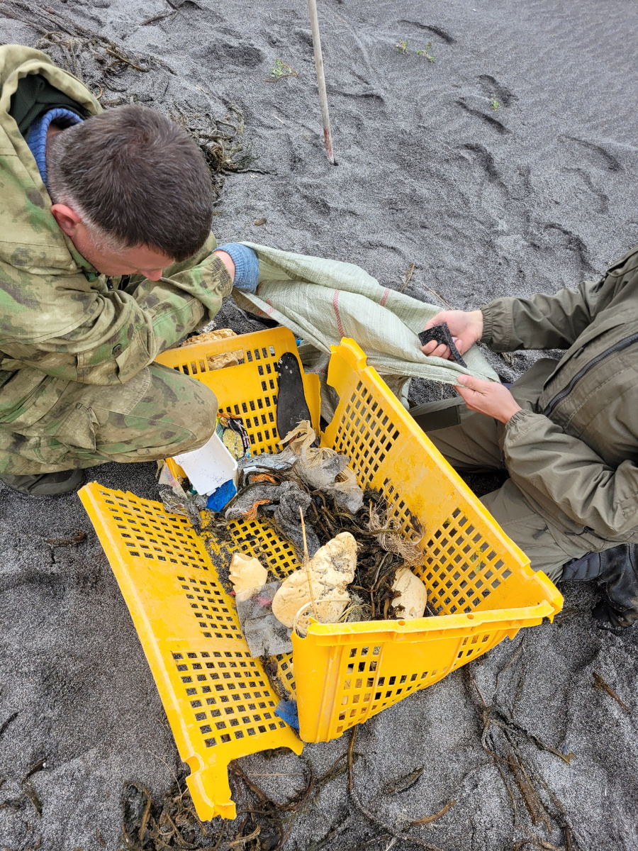 Фото с уборки побережья Кроноцкого заповедника, где отбирались пробы песка на содержание микропластика