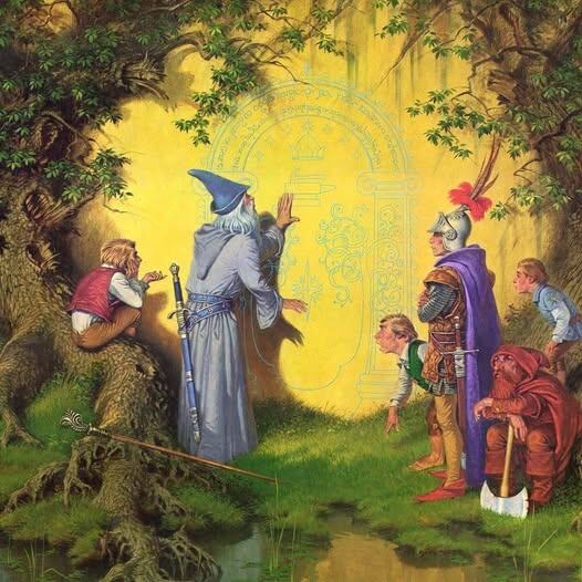 Гэндальф и его отряд у врат Мории. Аrt by Darrell K. Sweet