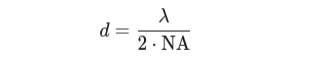 где λ — длина волны света, а NA — числовая апертура линзы. 