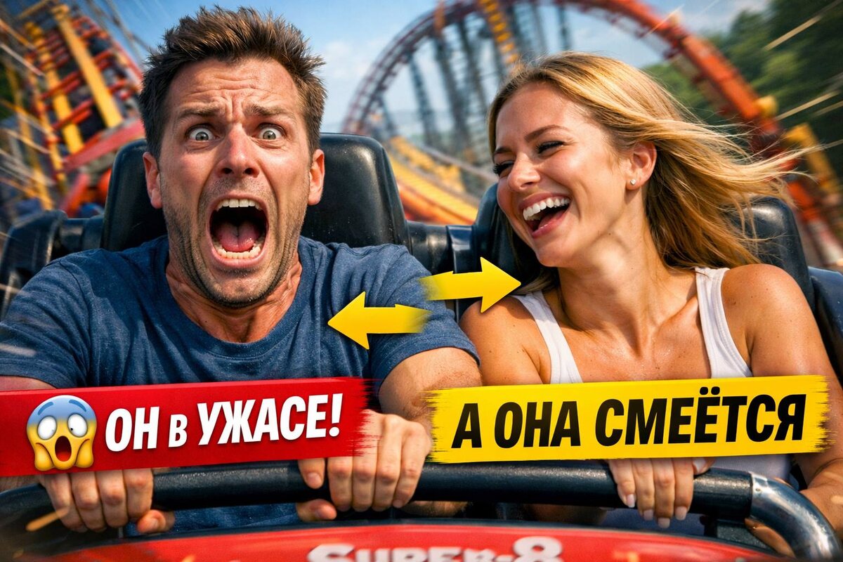 😂🎢 Самый СТРАШНЫЙ аттракцион в парке… для НЕГО! Реакция девушки 🔥