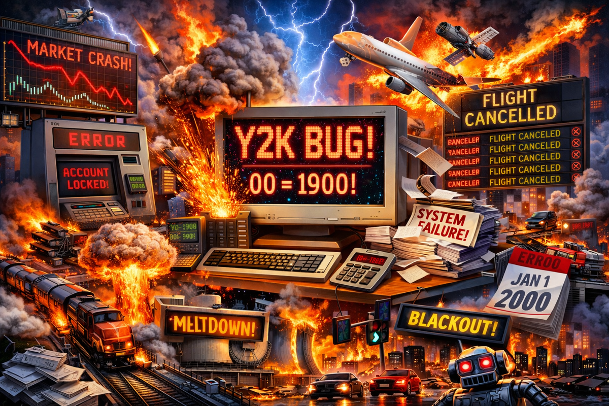 компьютеры воспримут "00" как 1900 год, а не 2000. И начнётся хаос.