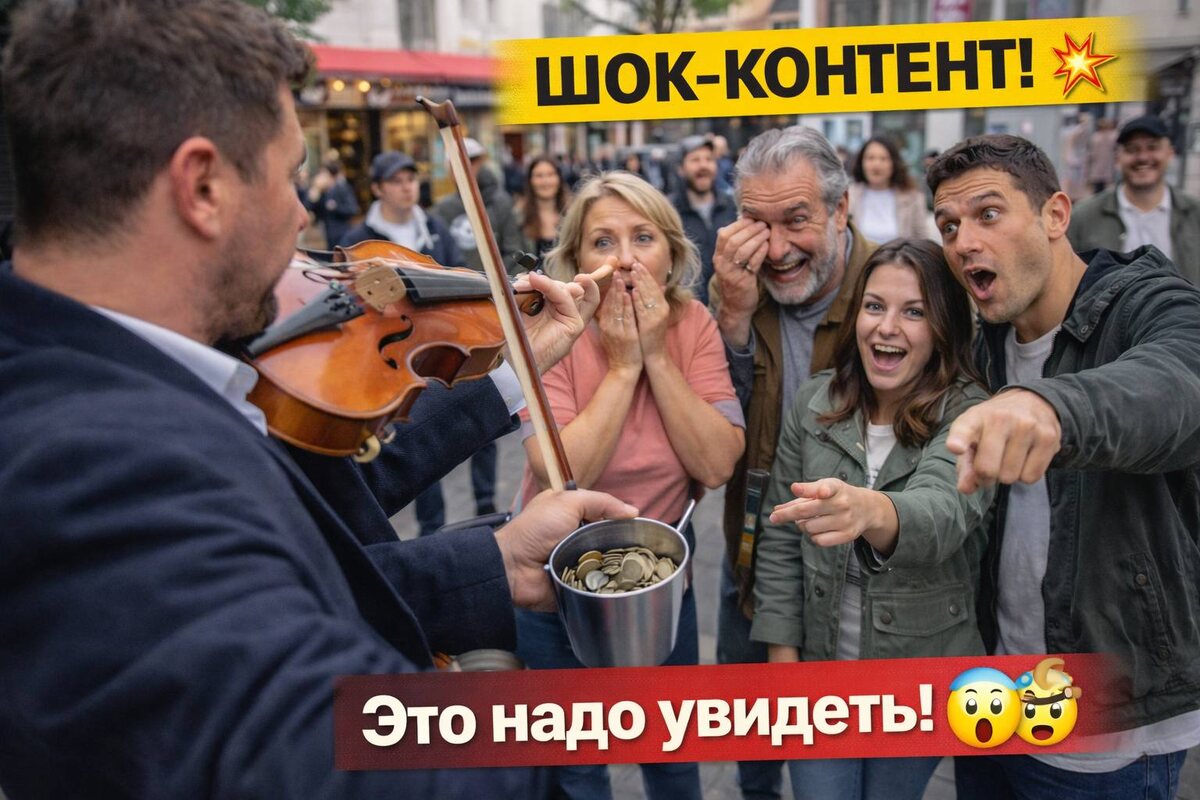 Музыкант в парке играет на скрипке 🎻, а у него… третья рука для денег?! 🤯 Люди в шоке!