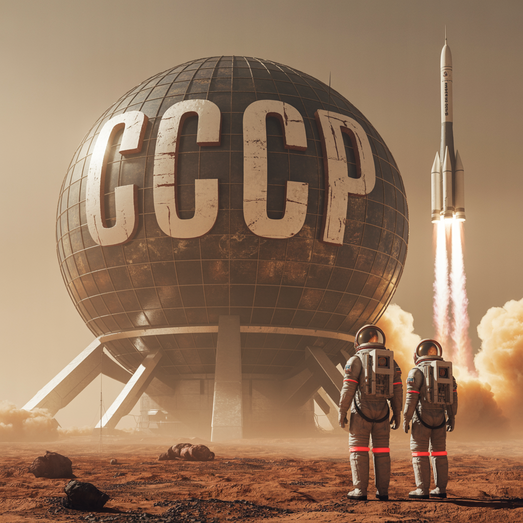 Визуализация в стиле советского футуризма: как нейросеть видит экспансию СССР в Солнечной системе. Создано специально для "Галактики знаний"