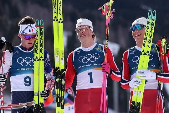    Йоханнес Клебо, Матис Делож и Мартин Нюэнгет (фото: olympics.com)