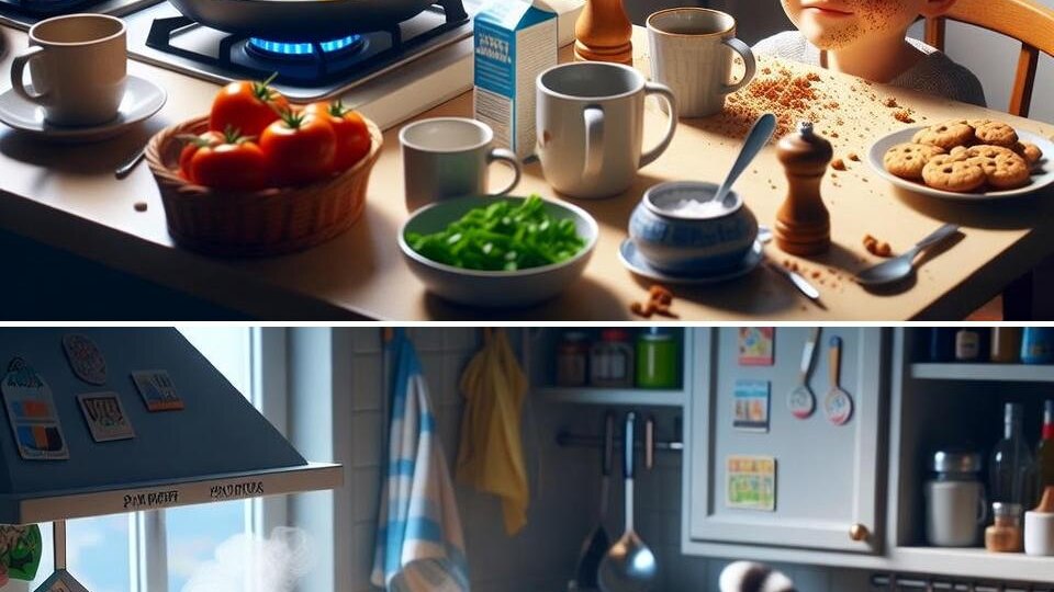 Тест на внимание. Завтрак под присмотром кота. 5 отличий.