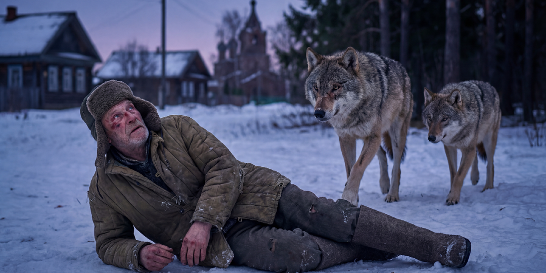 На старика напали бандиты, но из леса вышли два волка