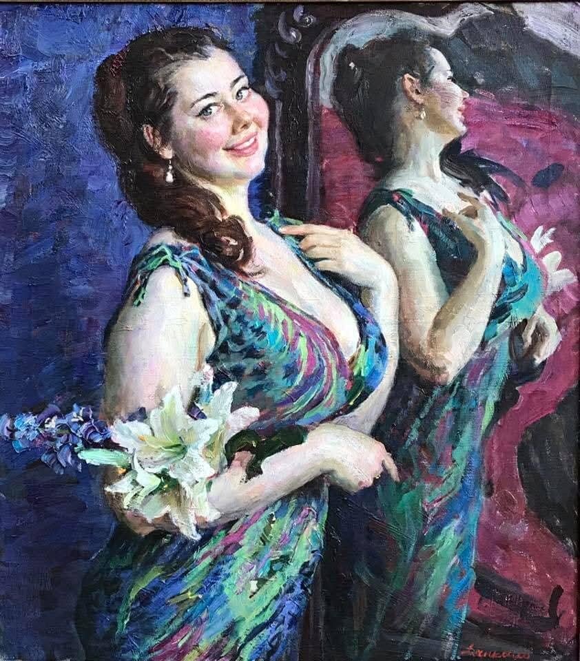 КАРТИНА ХУДОЖНИКА ВИКТОРА АЛЕКСАНДРОВИЧА ЛЯПКАЛО ПОД НАЗВАНИЕМ " ИЩУ МУЖА "