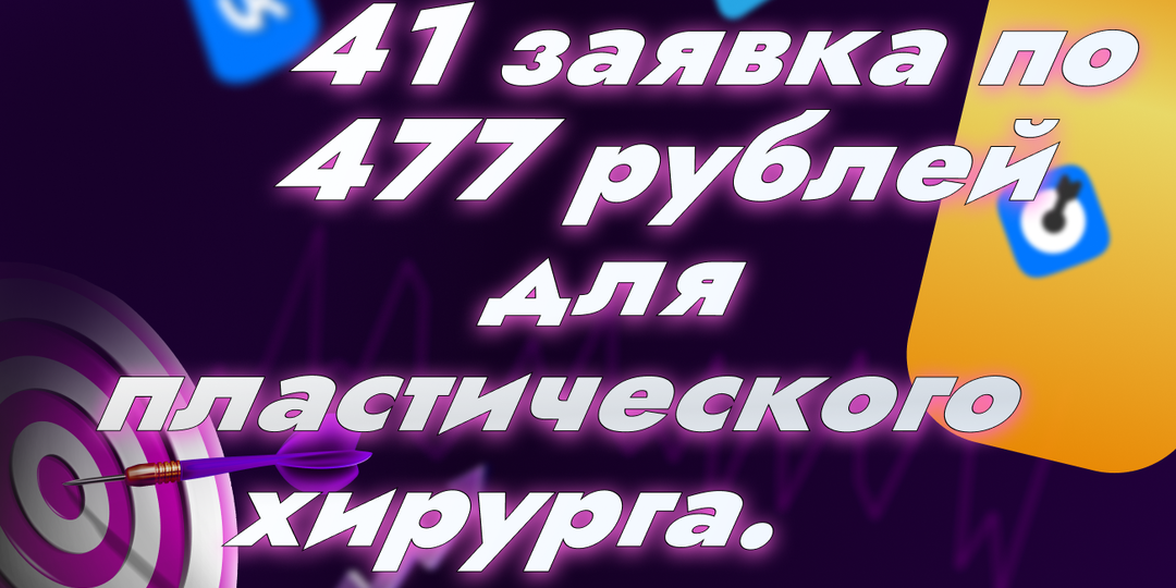 41 заявка по 477 рублей для пластического хирурга.