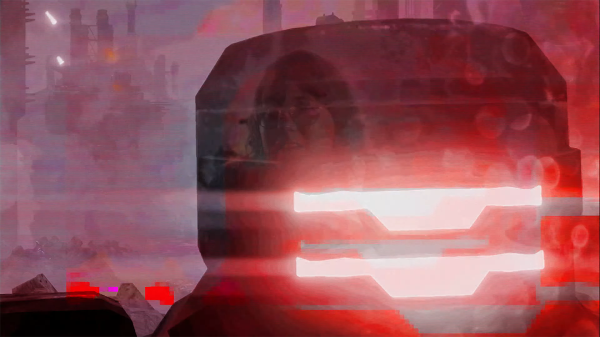 Скриншот из трейлера, на котором можно увидеть предполагаемую голову и визор киборга